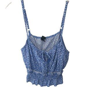 Wild Fable Blue Floral Ruffle Crop Top With Adjustable Straps Womens Size L